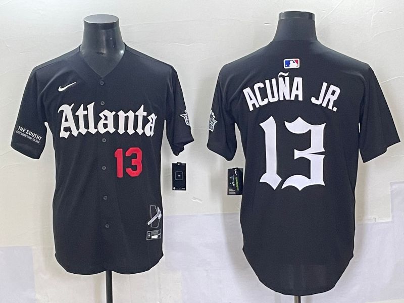 Men 2025 Atlanta Braves #13 Acuna jr Black Five generations Joint Name Nike MLB Jersey style 3->atlanta braves->MLB Jersey
